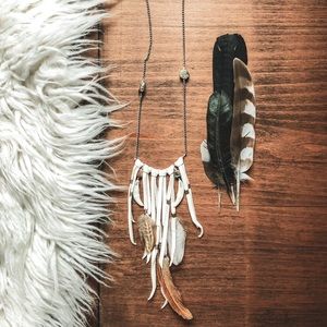 Boho leather tassel necklace